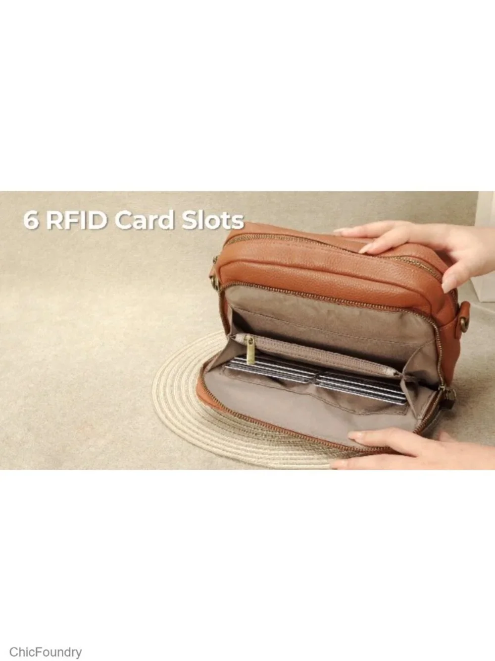 Genuine Leather Crossbody Bag Anti Theft RFID Wallet Purse